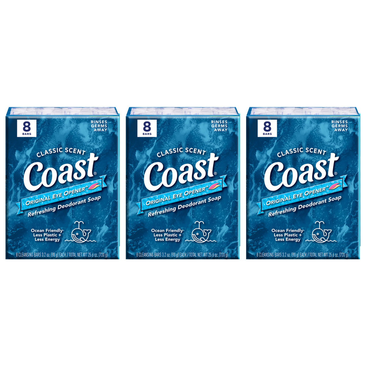 Coast Pacific Force Deodorant Bar Soap 3.2 oz - 24 Bars, 3 Packs