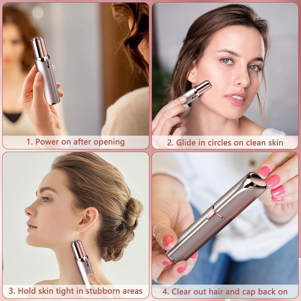 Electric Facial Hair Remover for Women Rose Gold - Pain-Free & Precise