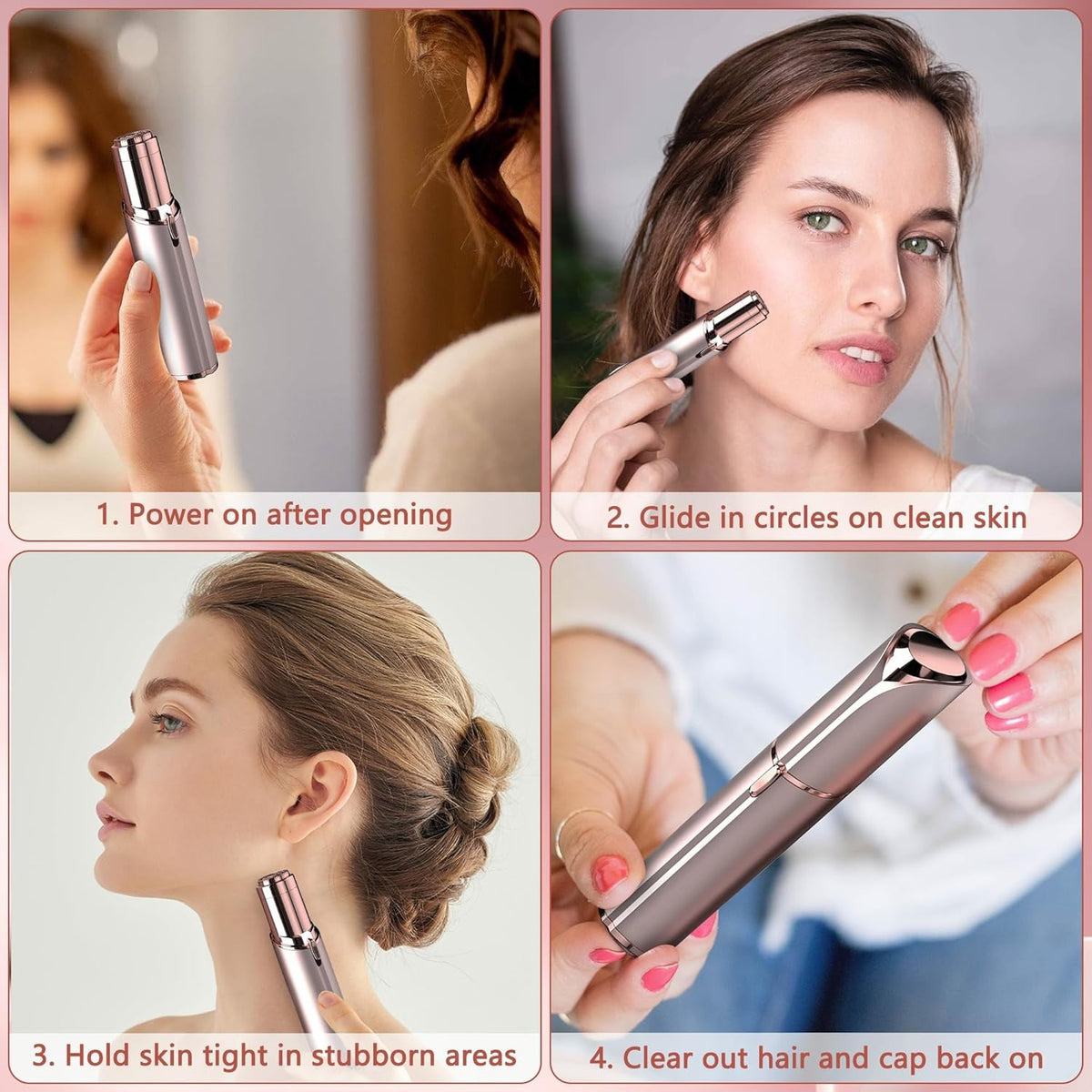 Electric Facial Hair Remover for Women Rose Gold - Pain-Free & Precise