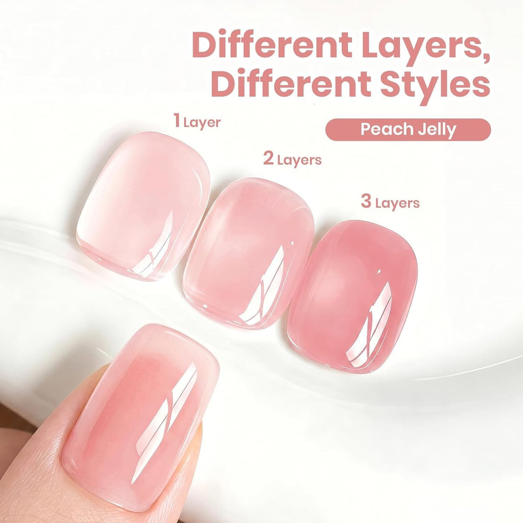 15ml Jelly Gel Nail Polish Nude Pink High Shine Long Lasting Manicure