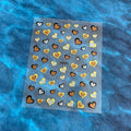 Self-Adhesive Nail Art Stickers - Gold Heart Outline Valentine's Day 1 Sheet