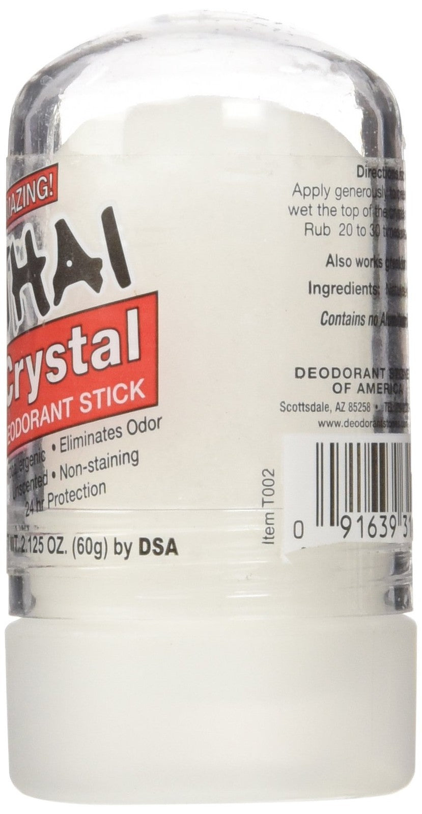 Natural Crystal Deodorant Stick - 2 Oz Aluminum-Free, Hypoallergenic