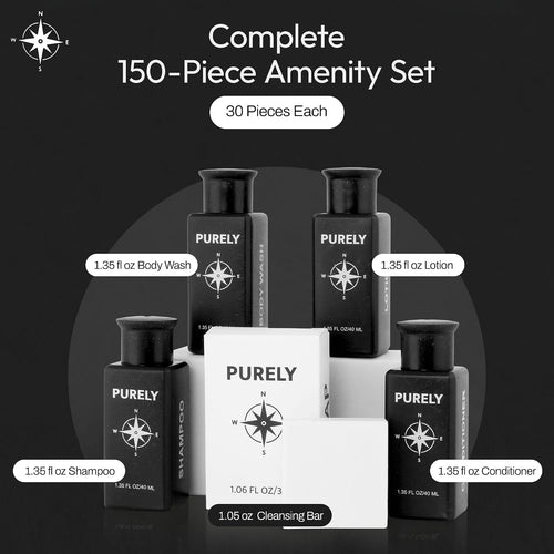 150-Piece Bulk Travel Toiletries Set with Wheat Straw Bottles for Hotels & Airbnb