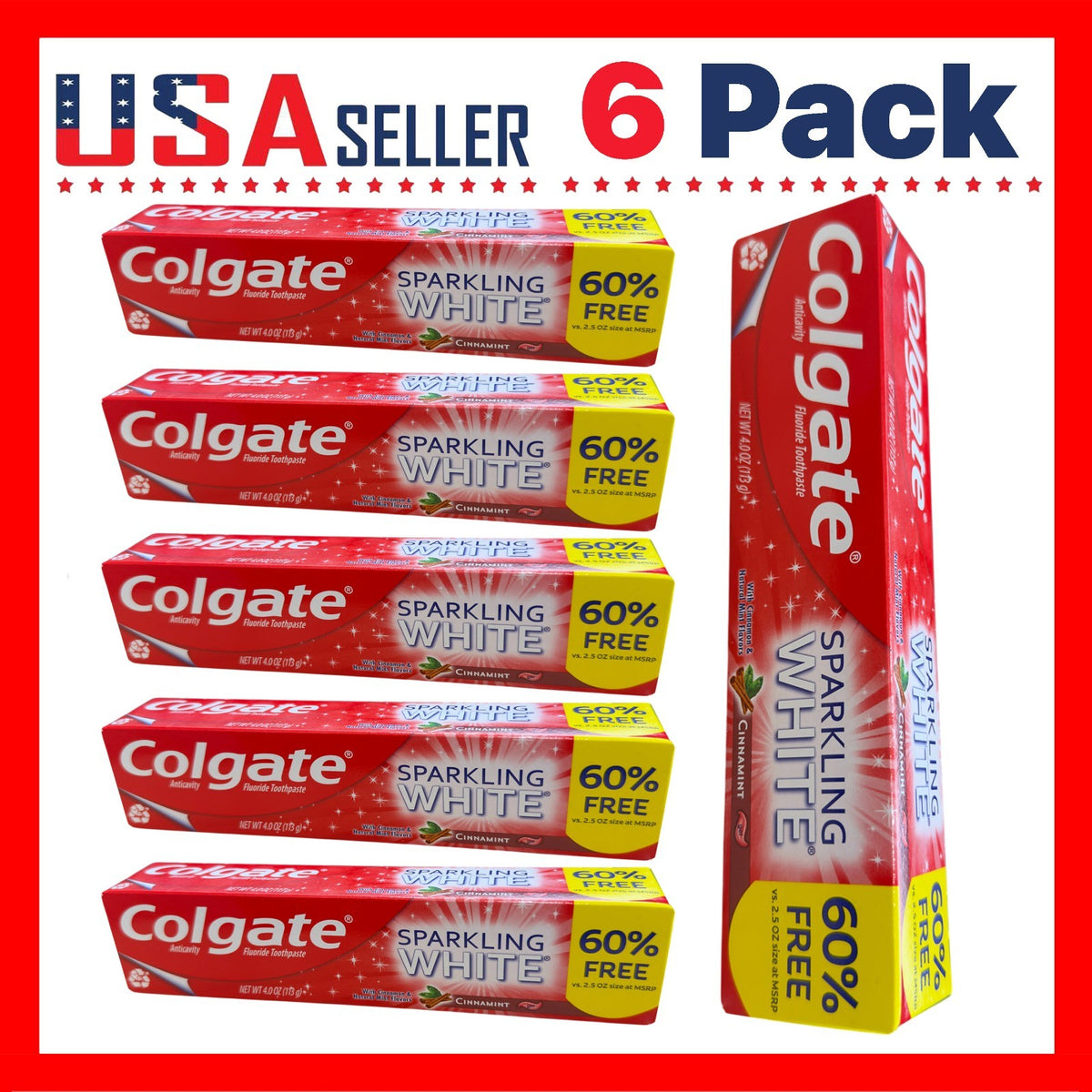 Colgate Sparkling White Cinnamint Gel Toothpaste Pack - 4 oz, Anticavity
