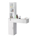Salon Station Barber & Beauty Spa Storage Cabinet with Glass Door and Drawers