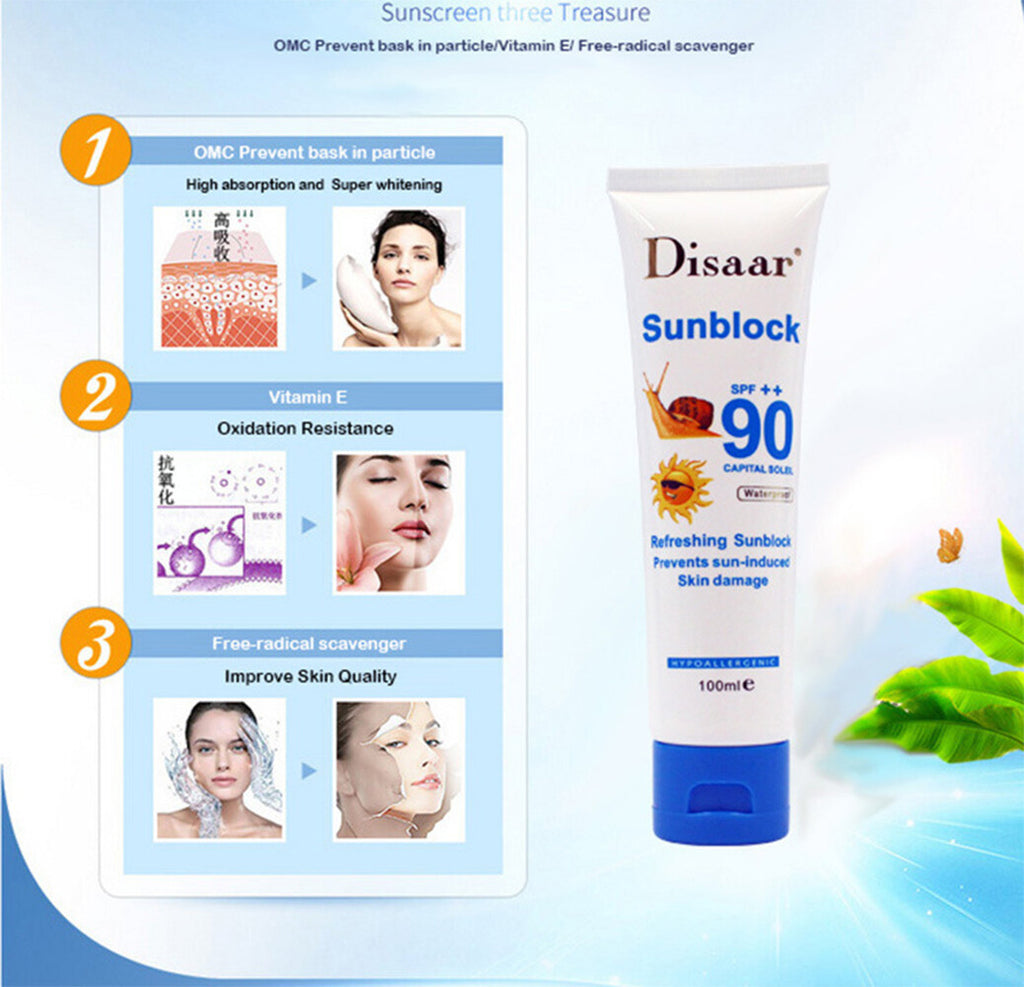 SPF 90 Sunscreen Cream Waterproof Face & Body Sunblock 100ml