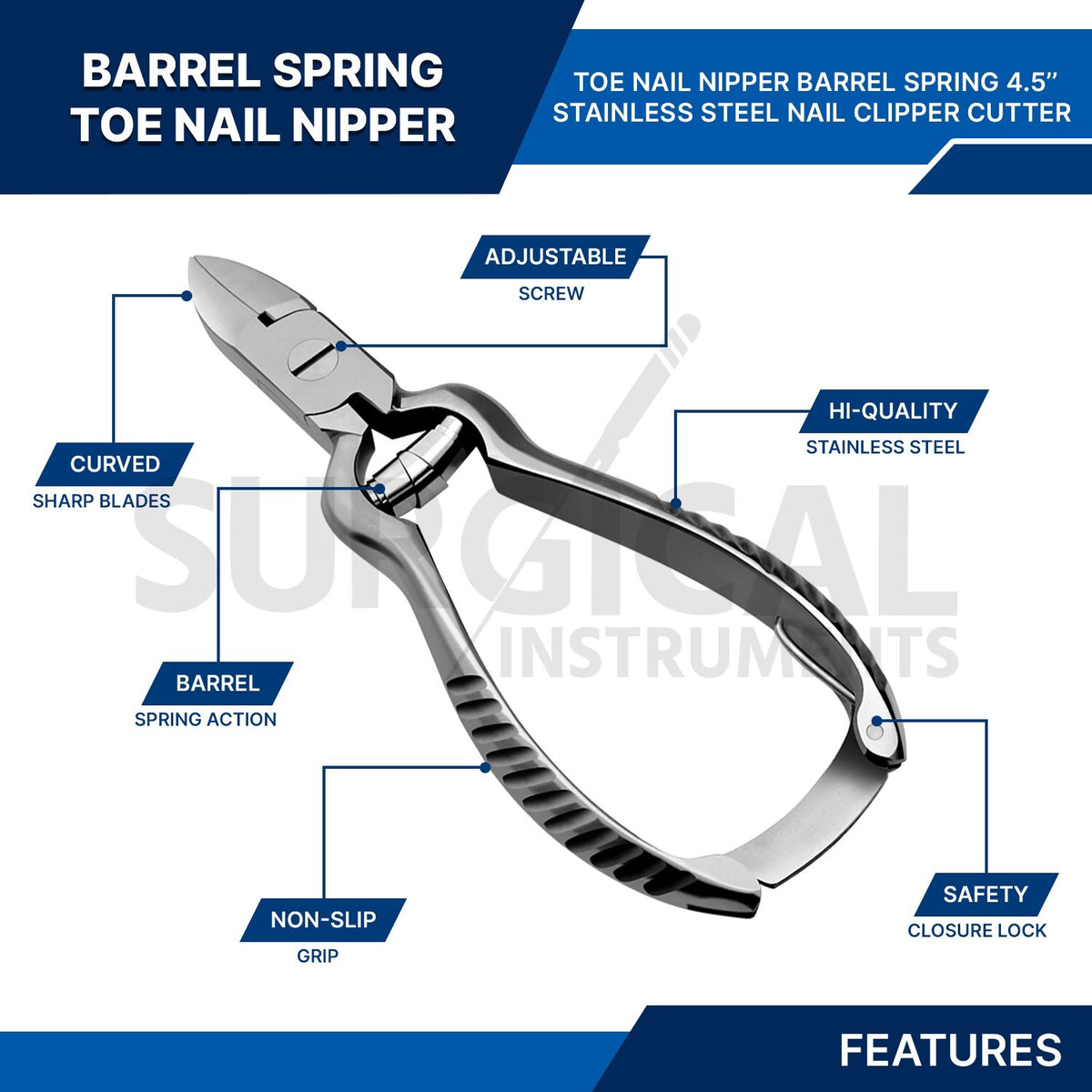 Professional Heavy Duty Steel Nail Clipper for Manicure & Pedicure