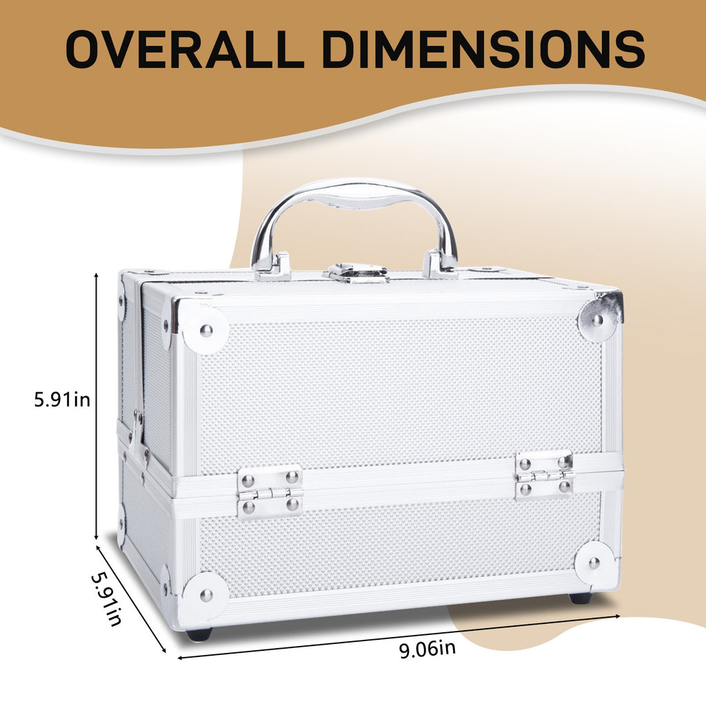 Aluminum Makeup Train Case with Mirror and Handle - Jewelry & Cosmetic Storage
