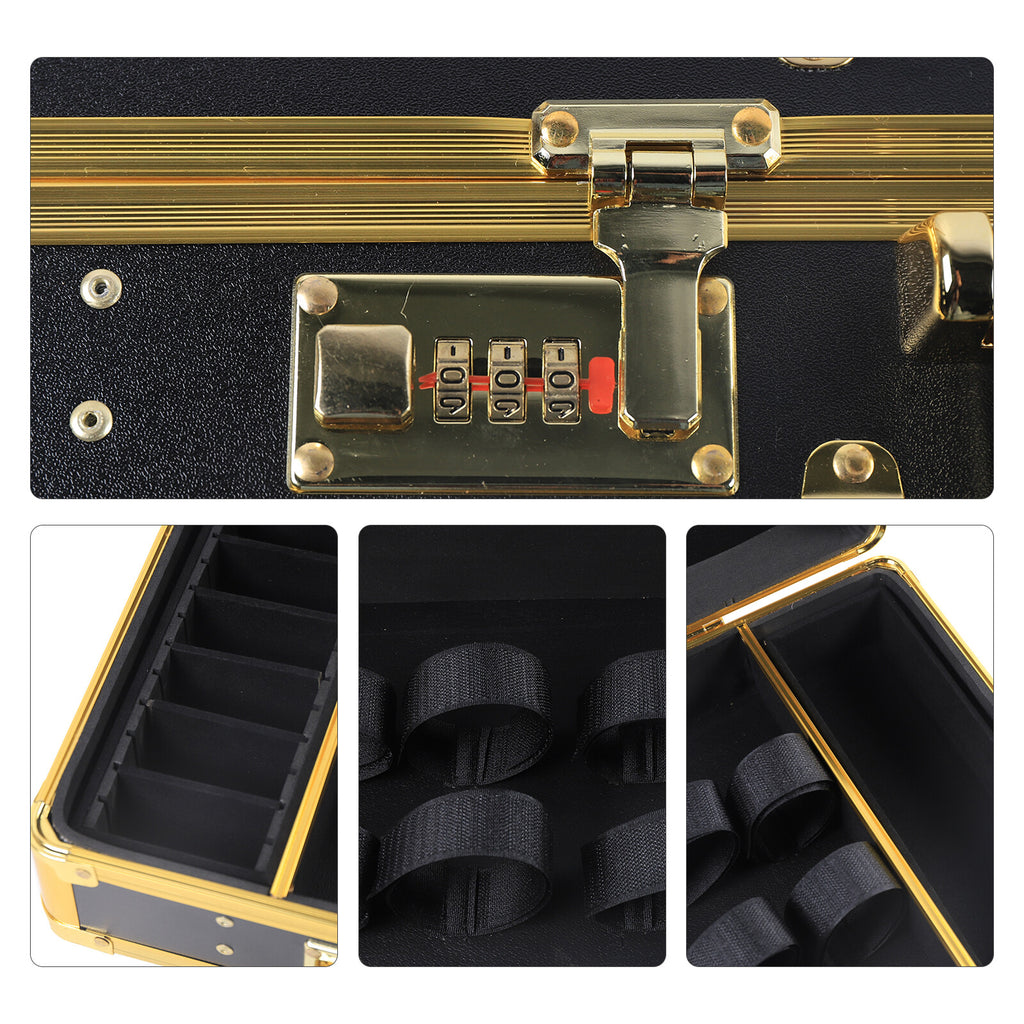Large Barber Travel Case with Lock Gold Finish for Clippers & Tools