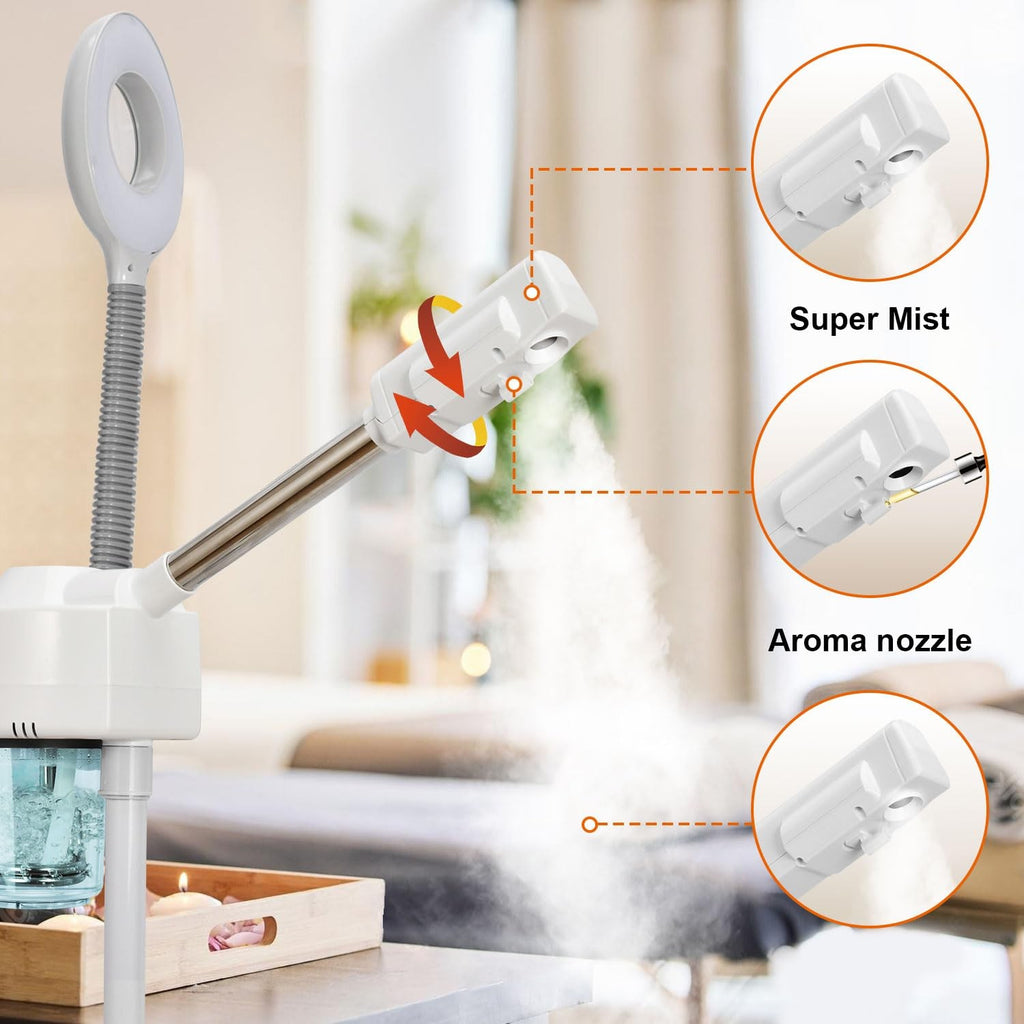 Professional 2-in-1 Facial Steamer with 5X Magnifying Lamp - Home Spa Equipment