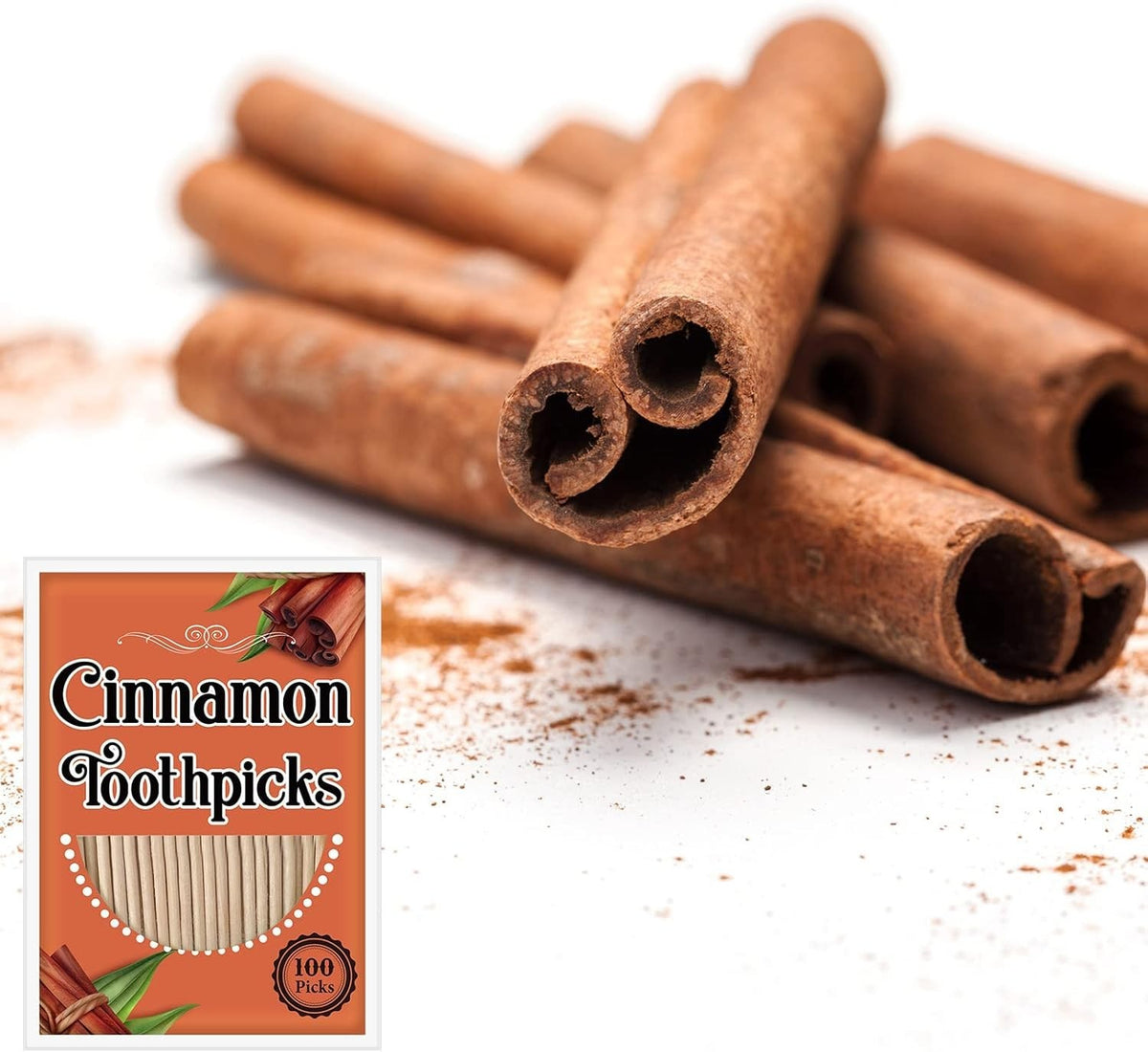 Bulk Cinnamon Flavored Toothpicks - 600 Natural Wooden Picks for Fresh Breath & Oral Care