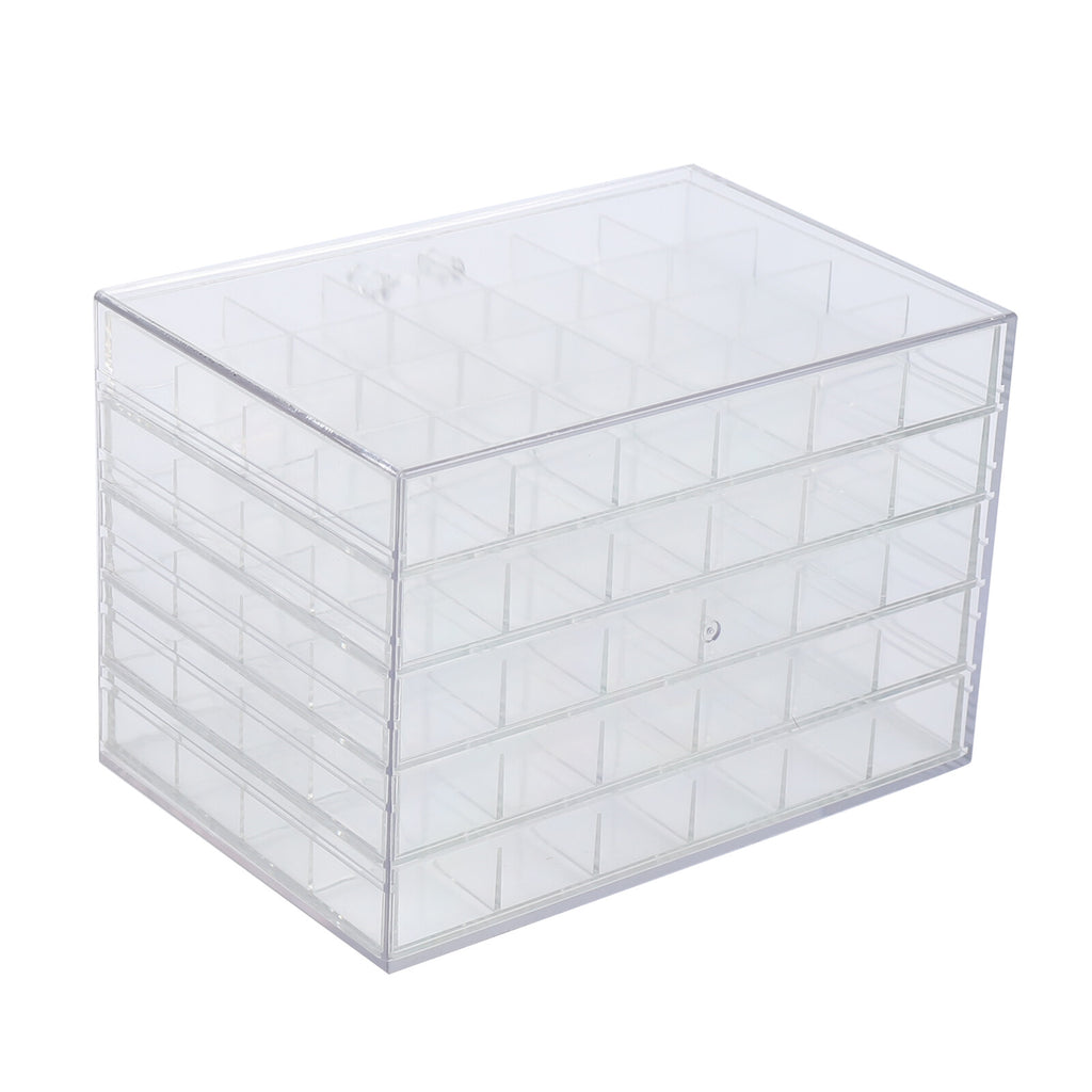 Acrylic Nail Art Storage Tray with 120 Grids & Removable Drawers