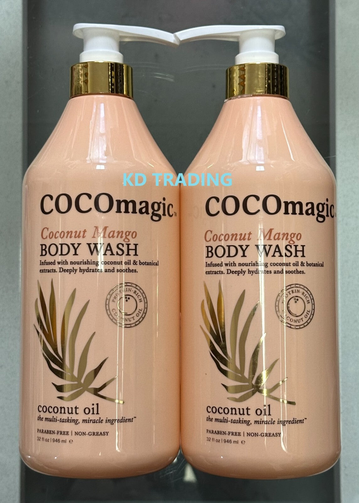 (2-Pack) Coconut Mango Body Wash - Hydrating Botanical Shower Gel with Coconut Oil & Shea Butter