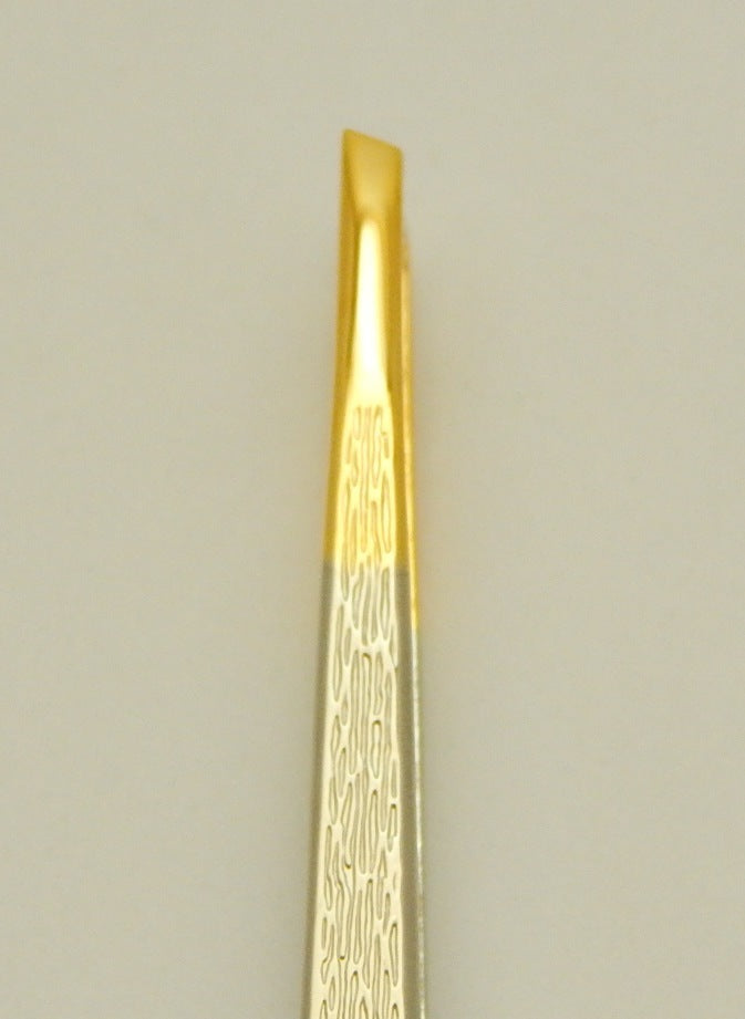 Eyebrow Tweezers - Silver and Gold Slant Tip Precision Tweezer