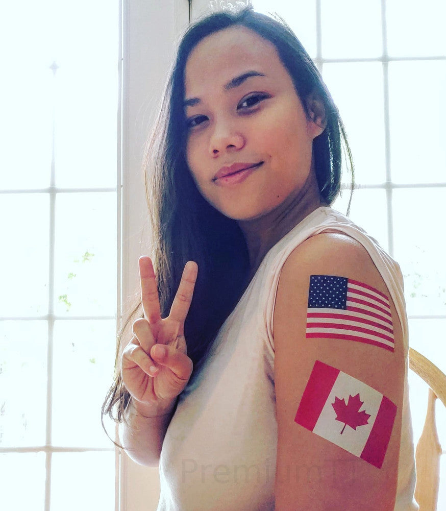 Xtra Large U.S. Flag Temporary Tattoos – 8 Pack, Waterproof 3.25" x 2.13"