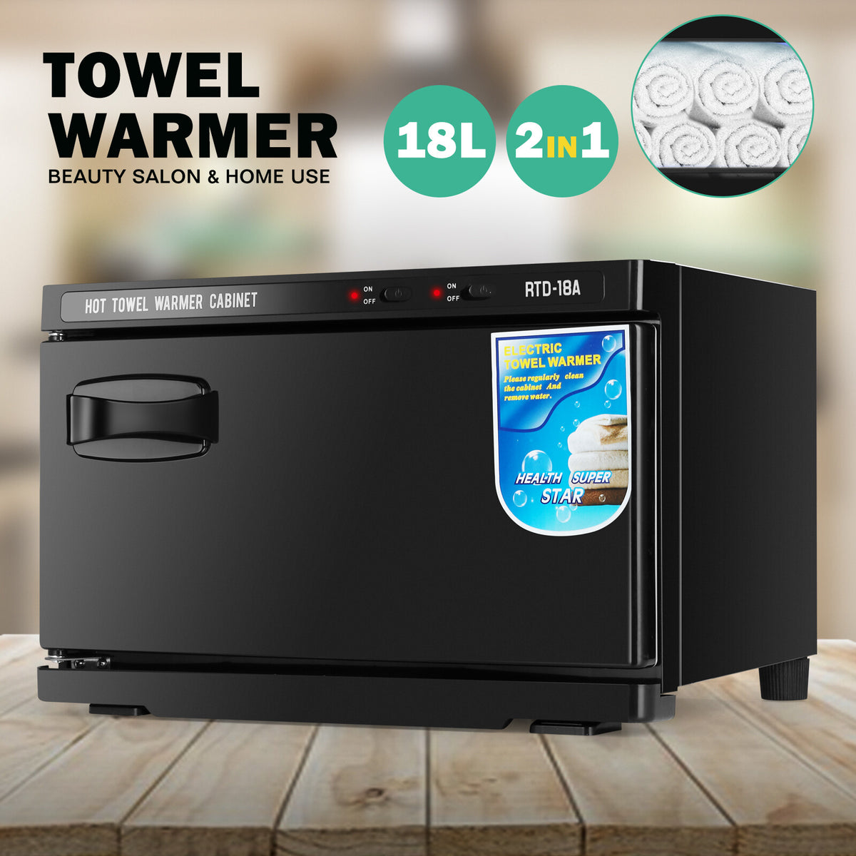 18L UV Sterilizer Hot Towel Warmer Cabinet Stainless Steel for Spa Salon