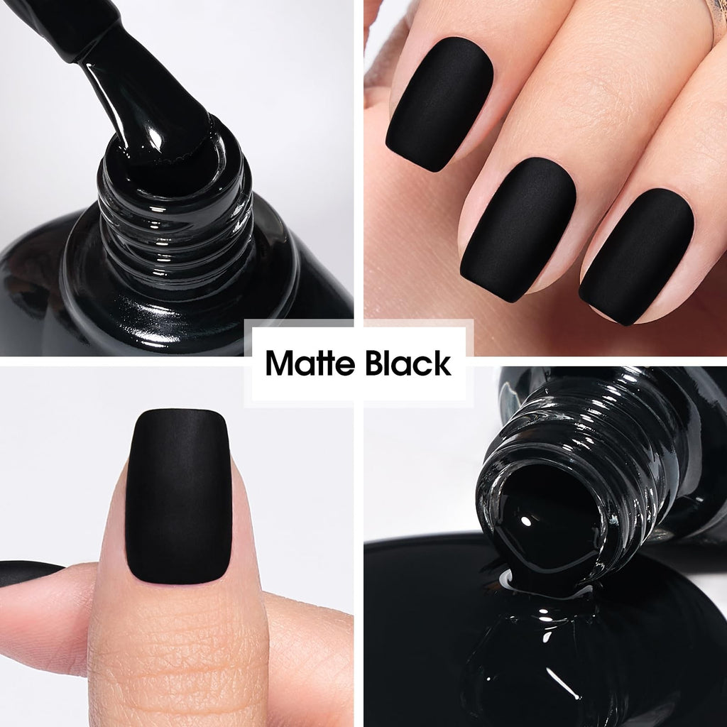 Matte Black Nail Polish Air Dry - Quick Dry, Long-Lasting, 0.41 Fl Oz