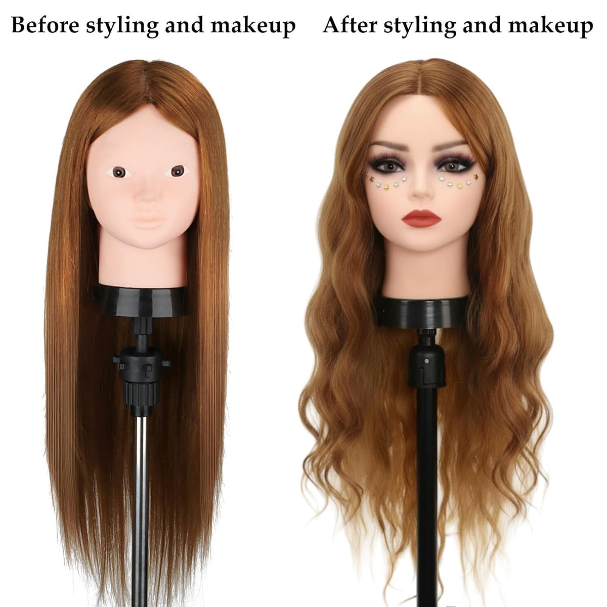 Mannequin Head with 80% Human Hair for Hair Styling & Makeup Practice