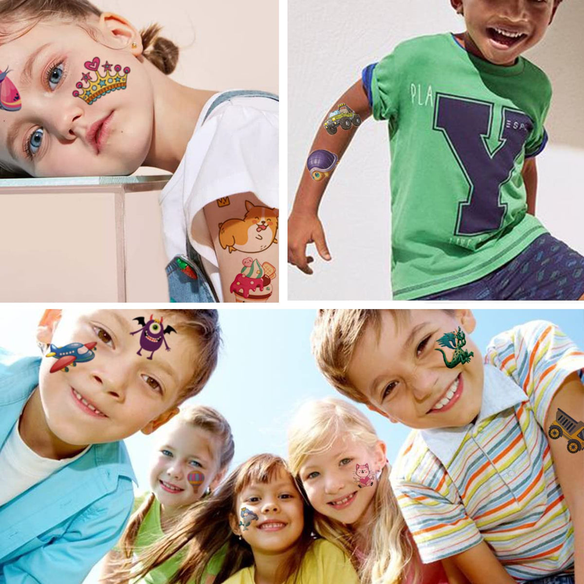 204 Pack Kids Temporary Tattoos - Individually Wrapped Fun Party Tattoos