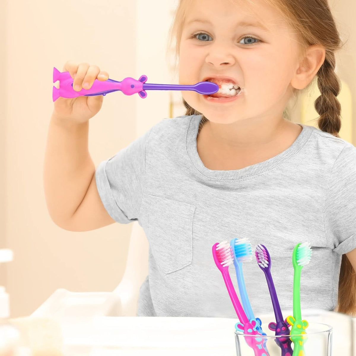 Kids Soft Toothbrush Bulk Pack - 400 Colorful Kangaroo Handles for Children
