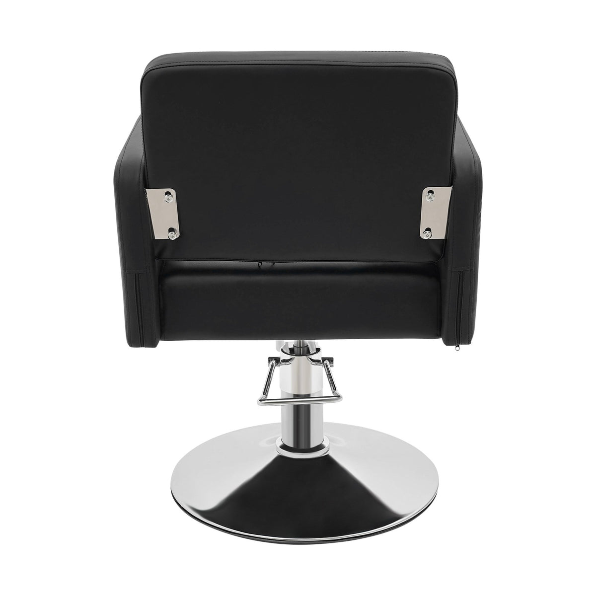 Adjustable Black PU Barber Chair with Footrest, 360° Swivel Salon Seating