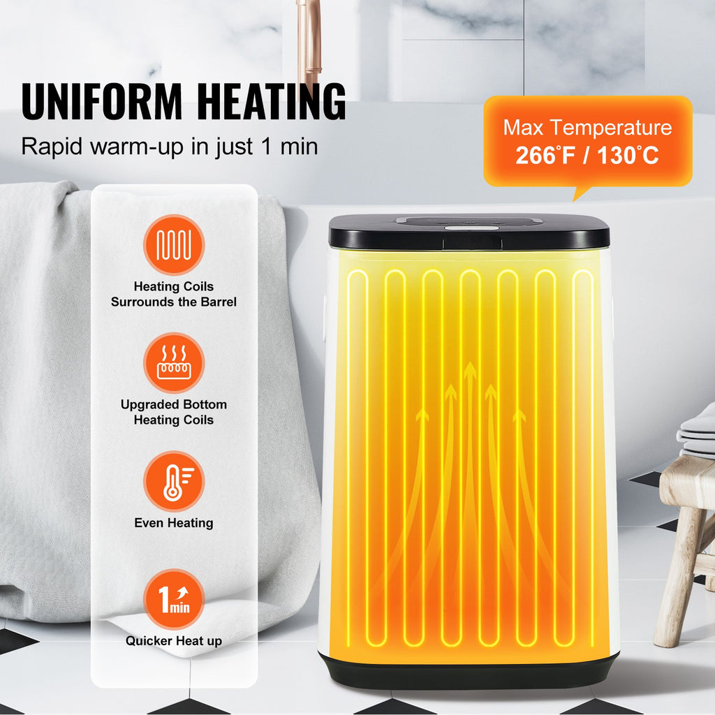 20L Large Towel Warmer Bucket with LED Screen, Timer & U-Shaped Light, White