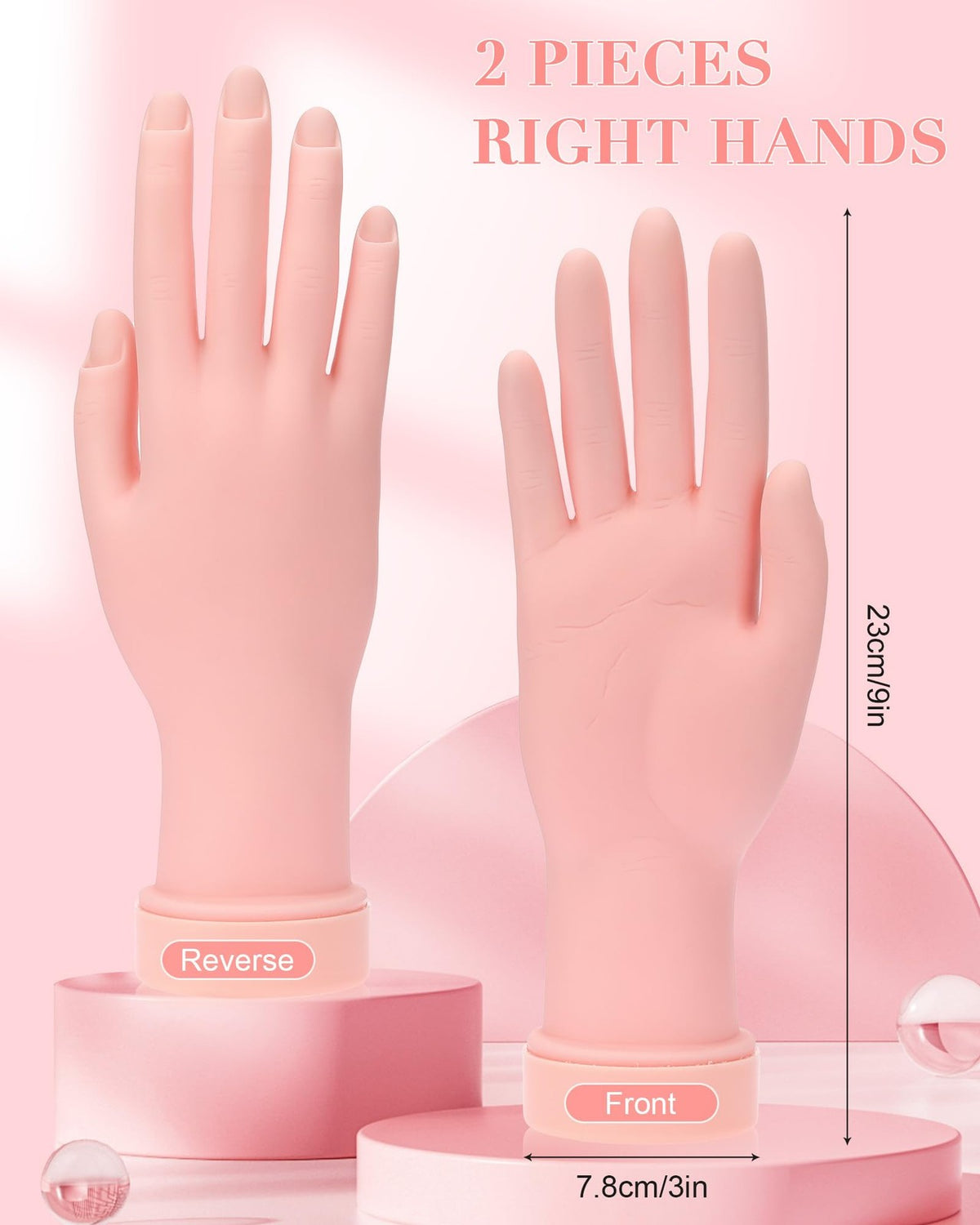 Practice Hand for Acrylic Nails - Flexible Mannequin Hand Set for Nail Art