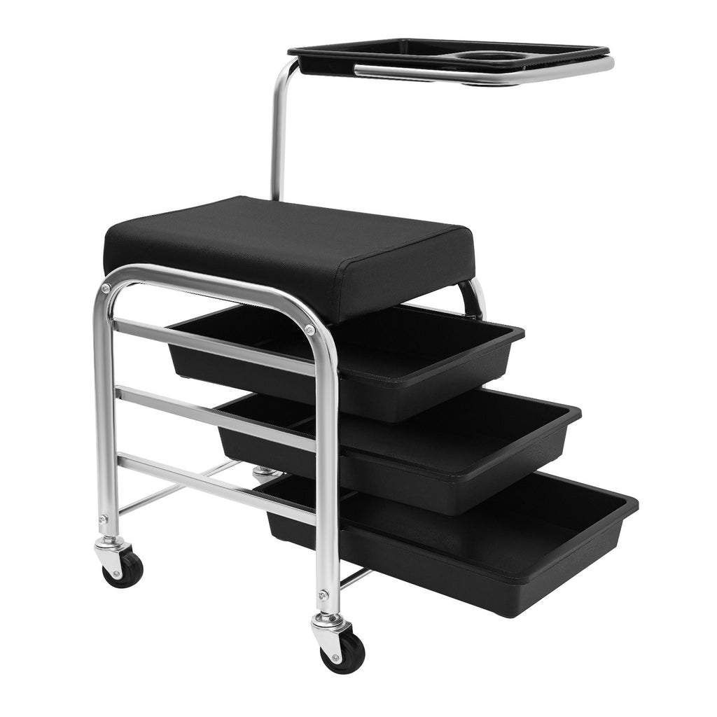 Manicure & Pedicure Tool Storage Cart with Adjustable Tray and Casters