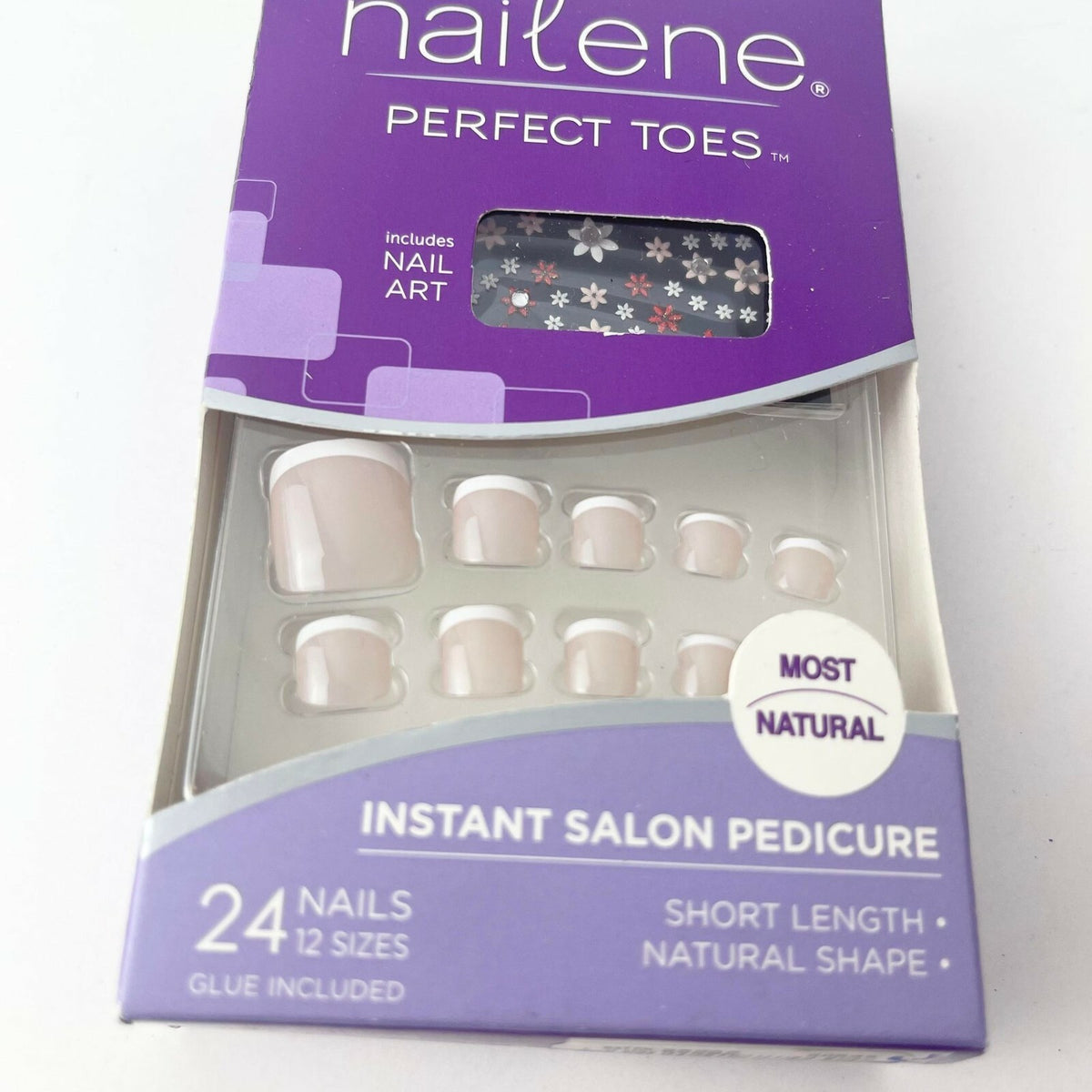 3-Pair Short Toe Nails Set with Nail Art & Glue | Perfect Toes