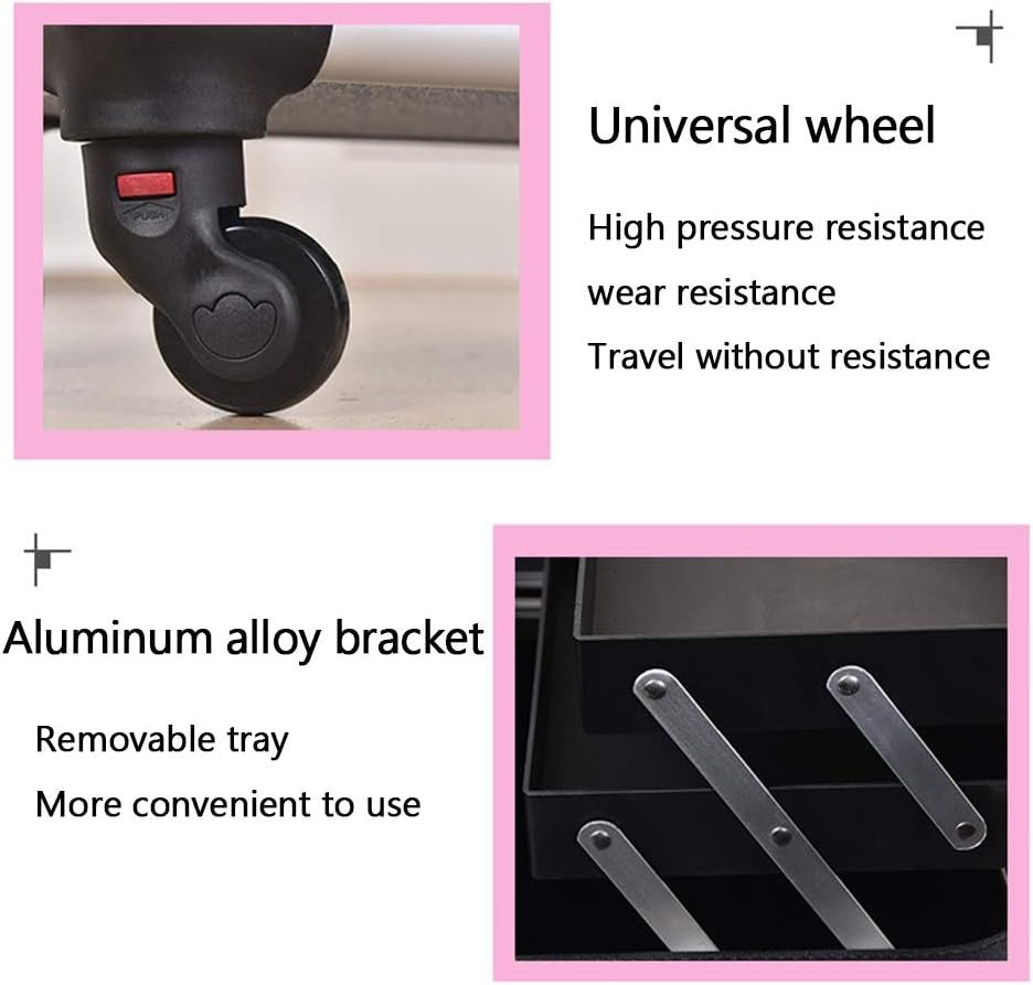 Professional Rolling Makeup Case with Metal Travel Luggage Storage