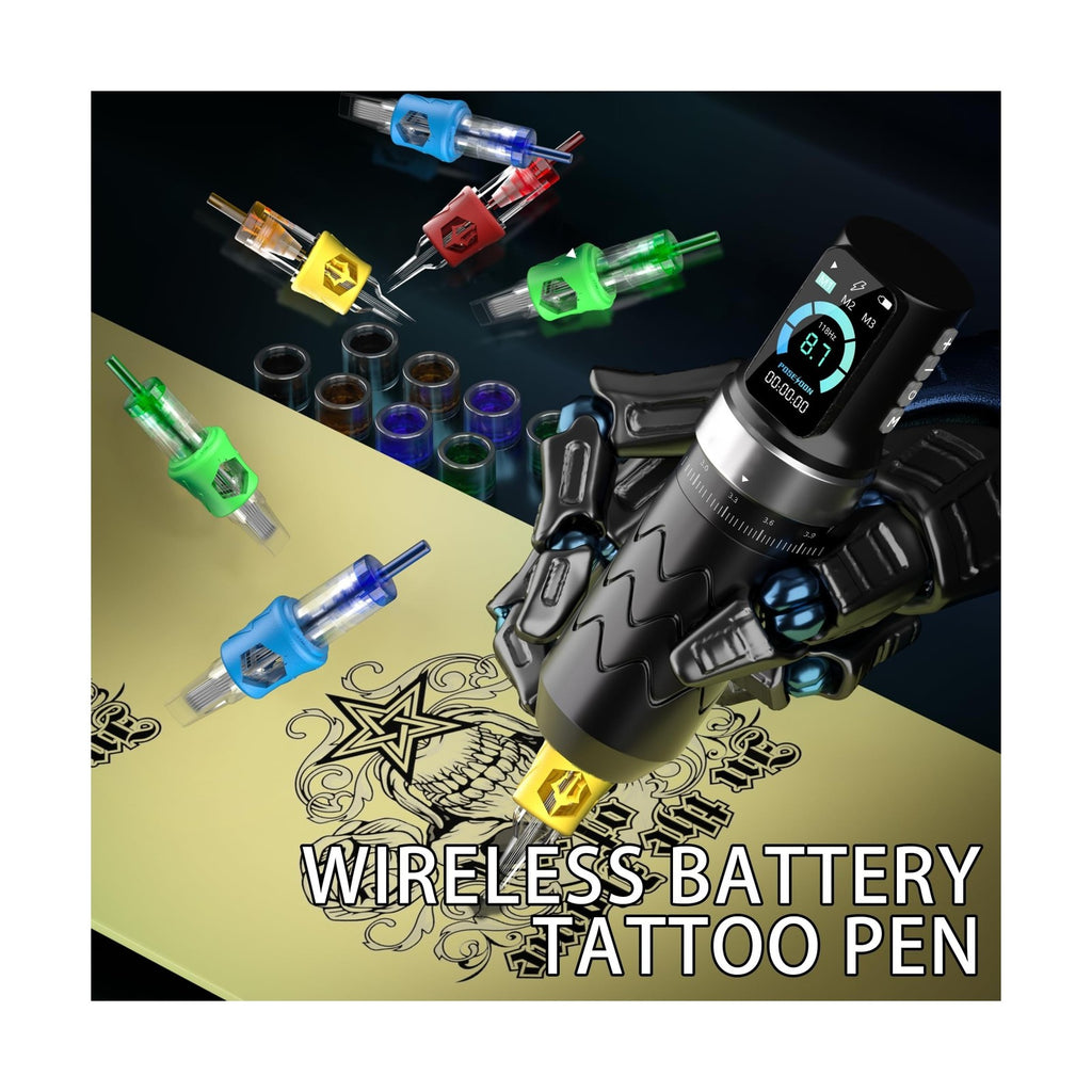 Poseidon Wireless Tattoo Gun Kit with 2 Batteries, 87-Piece Professional Set