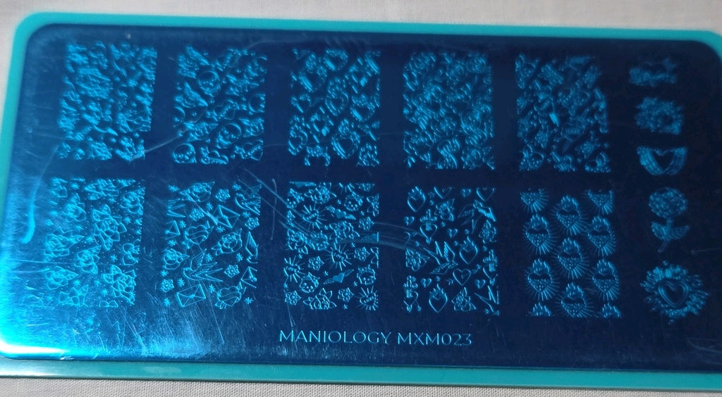 Maniology Nail Stamping Plates MXM023 & MXM024 Complete Set - Silver Nail Art