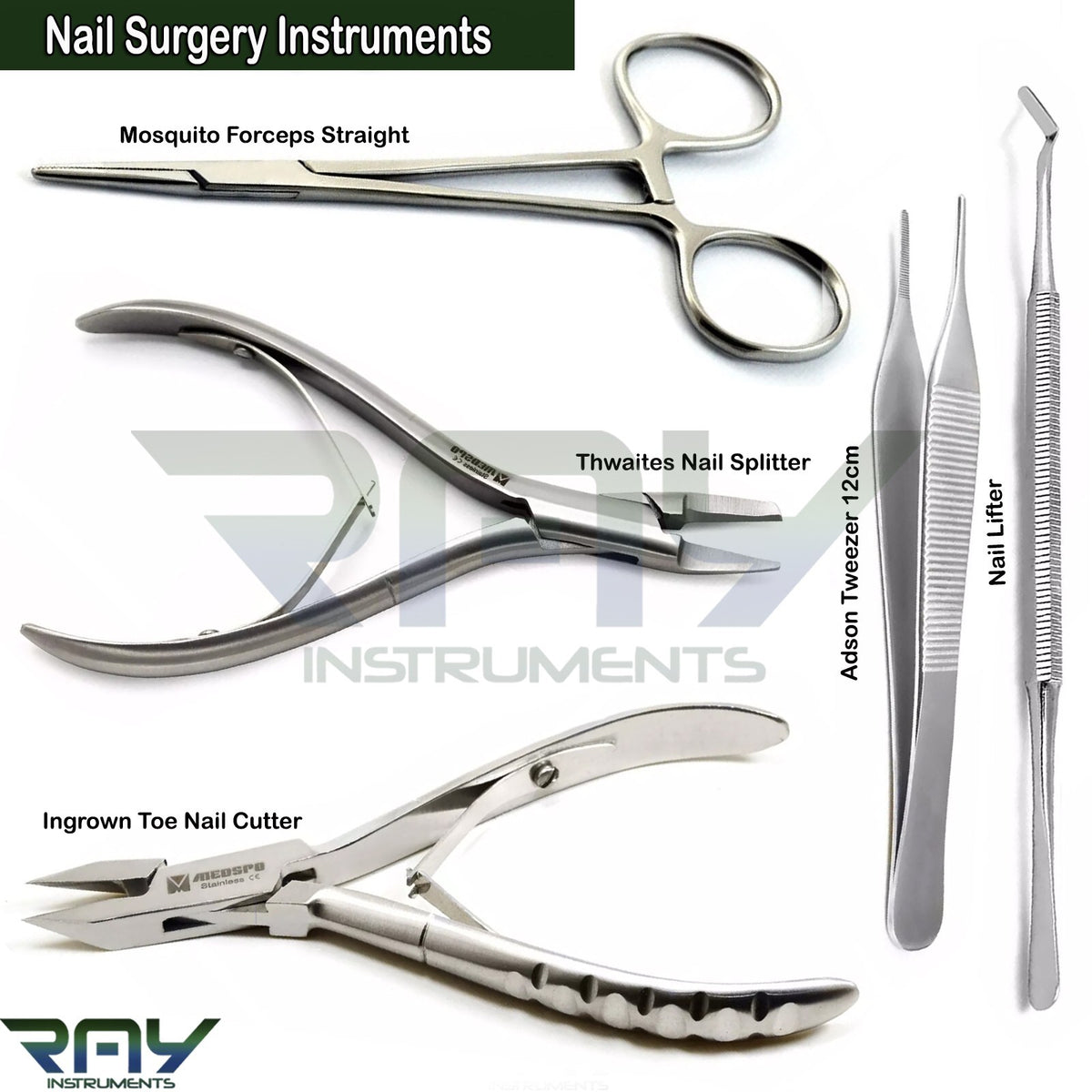 Podiatry Nail Surgery Instruments Set for Ingrown Toenails - Manicure Pedicure Tools