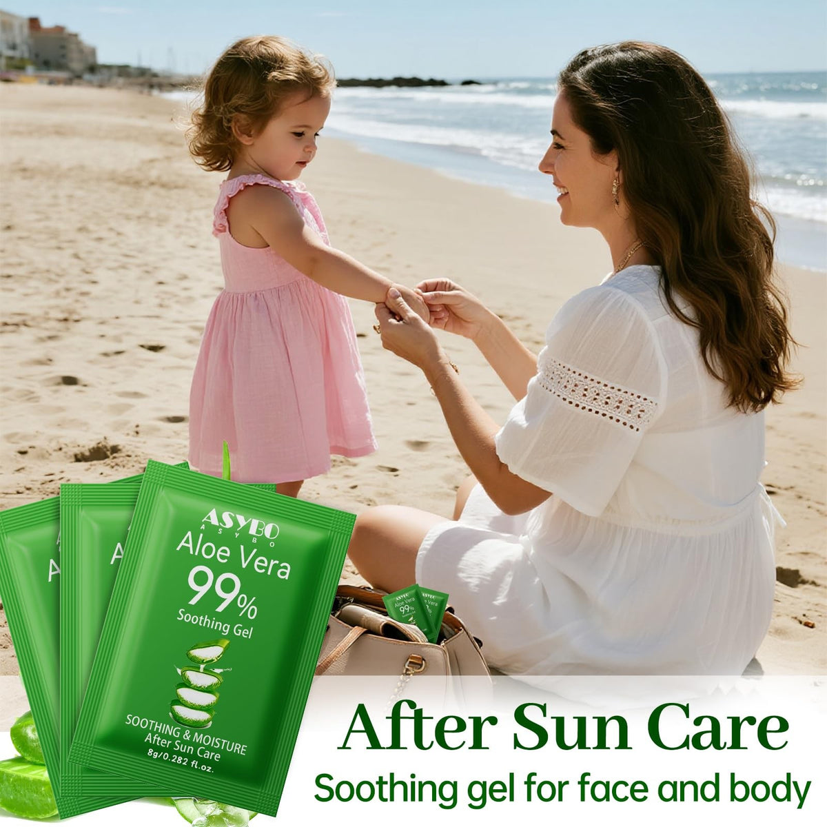 Natural Aloe Vera Gel Pack - 30 Individually Wrapped Travel Sizes