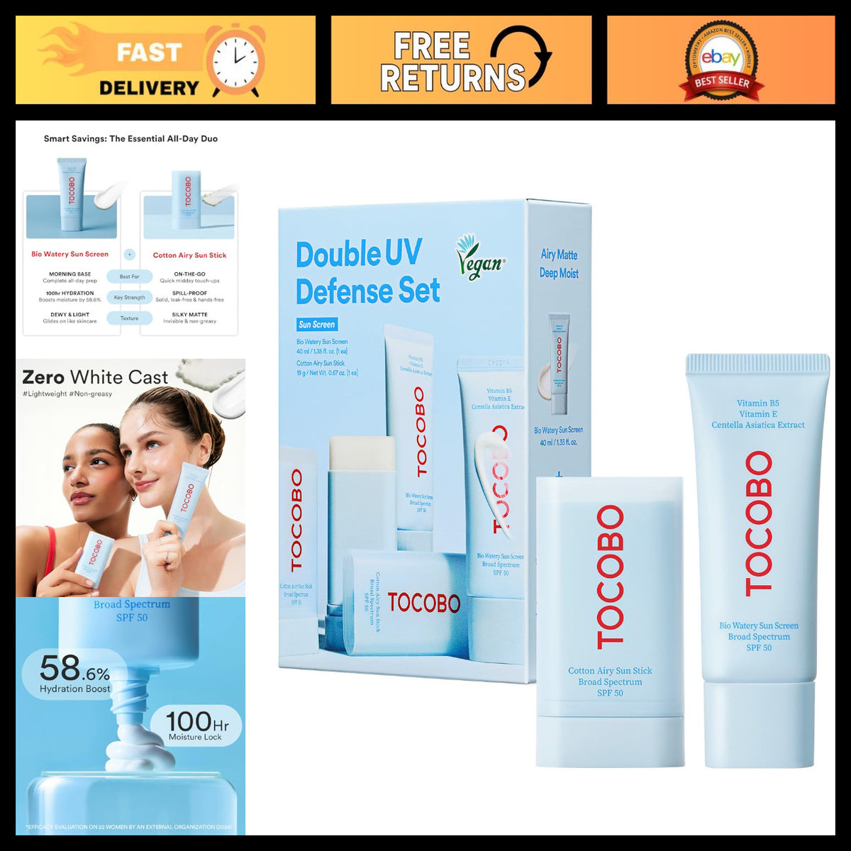 SPF 50 Sunscreen Stick - Lightweight Matte Finish with Dual Functionality for Sensitive Skin