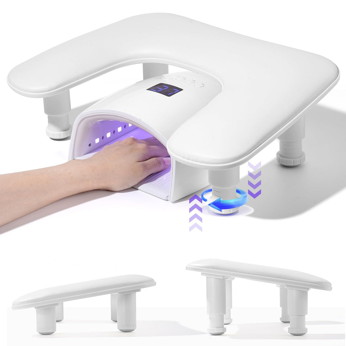Adjustable U-Shaped Manicure Arm Rest for Nail Techs - Microfiber Support Stand