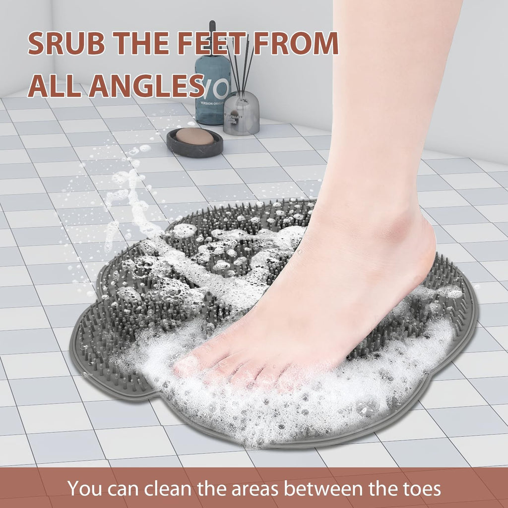 Silicone Foot Scrubber Mat with Suction Cups for Shower, 11.8 Inches