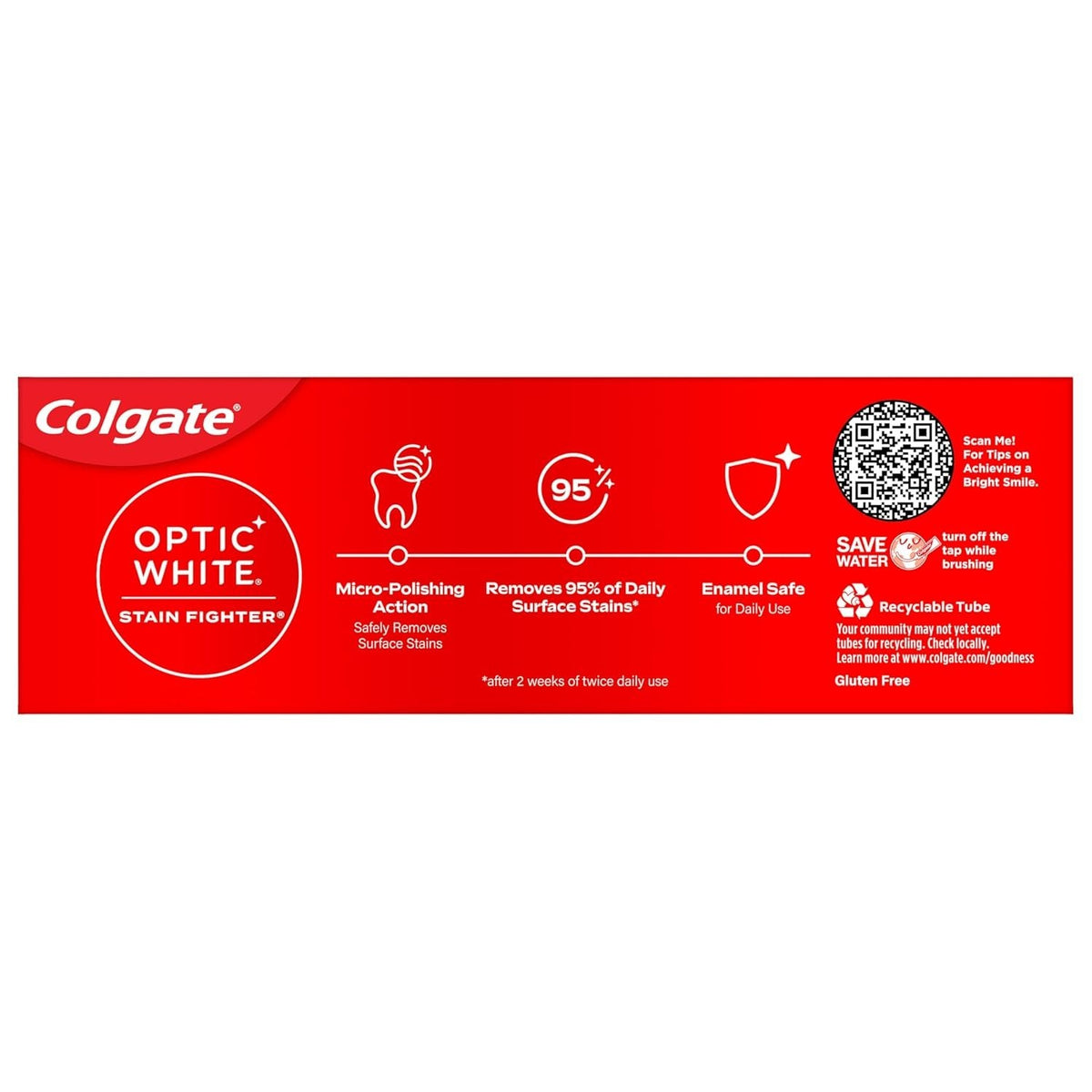 Colgate Optic White Stain Fighter Whitening Toothpaste - Clean Mint 4.2 Oz