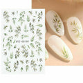 Spring Flowers Bamboo Leaf Nail Art Stickers Transfers Decals for Manicure