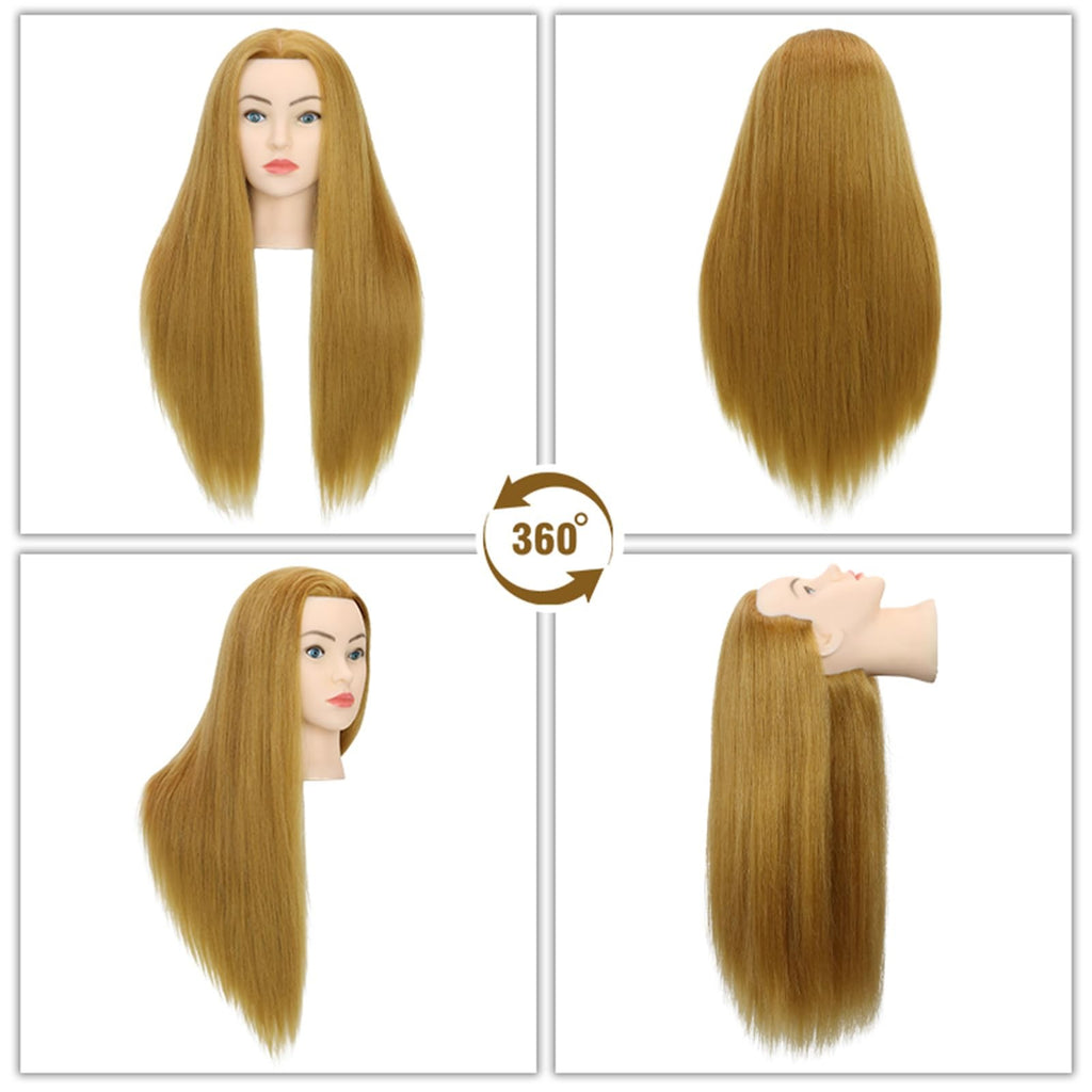 28-Inch Mannequin Head with Human Hair Light Brown for Hair Styling Practice