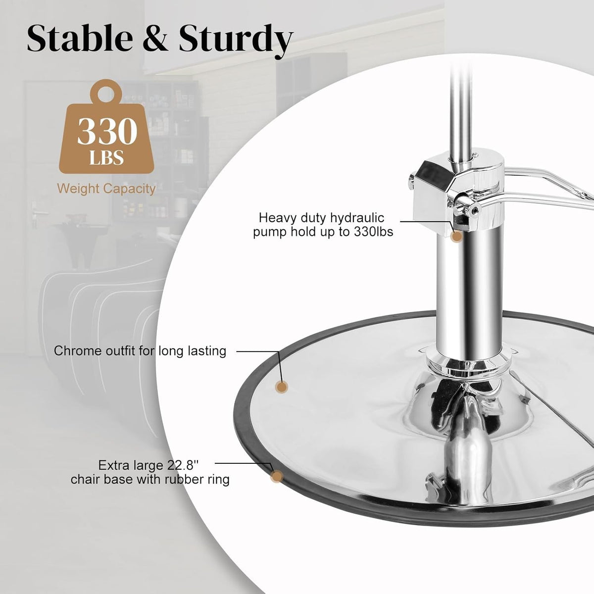 Heavy Duty Salon Styling Chair with Hydraulic Pump & Swivel Base