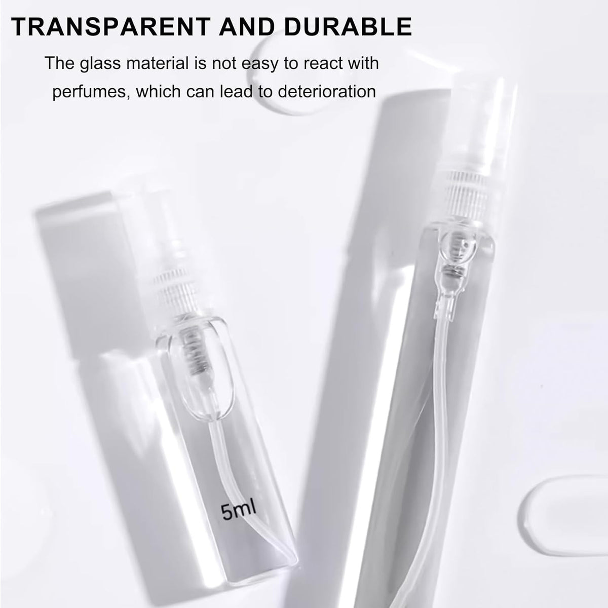 Mini Glass Spray Bottles Set - 5ml Travel Perfume Atomizers, Leak-Proof Refillable Containers