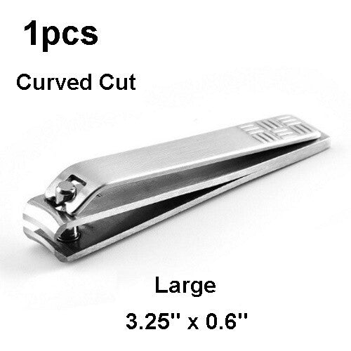 Stainless Steel Nail Clippers Set with Straight & Curved Cutters – Large & Small, Black & Silver