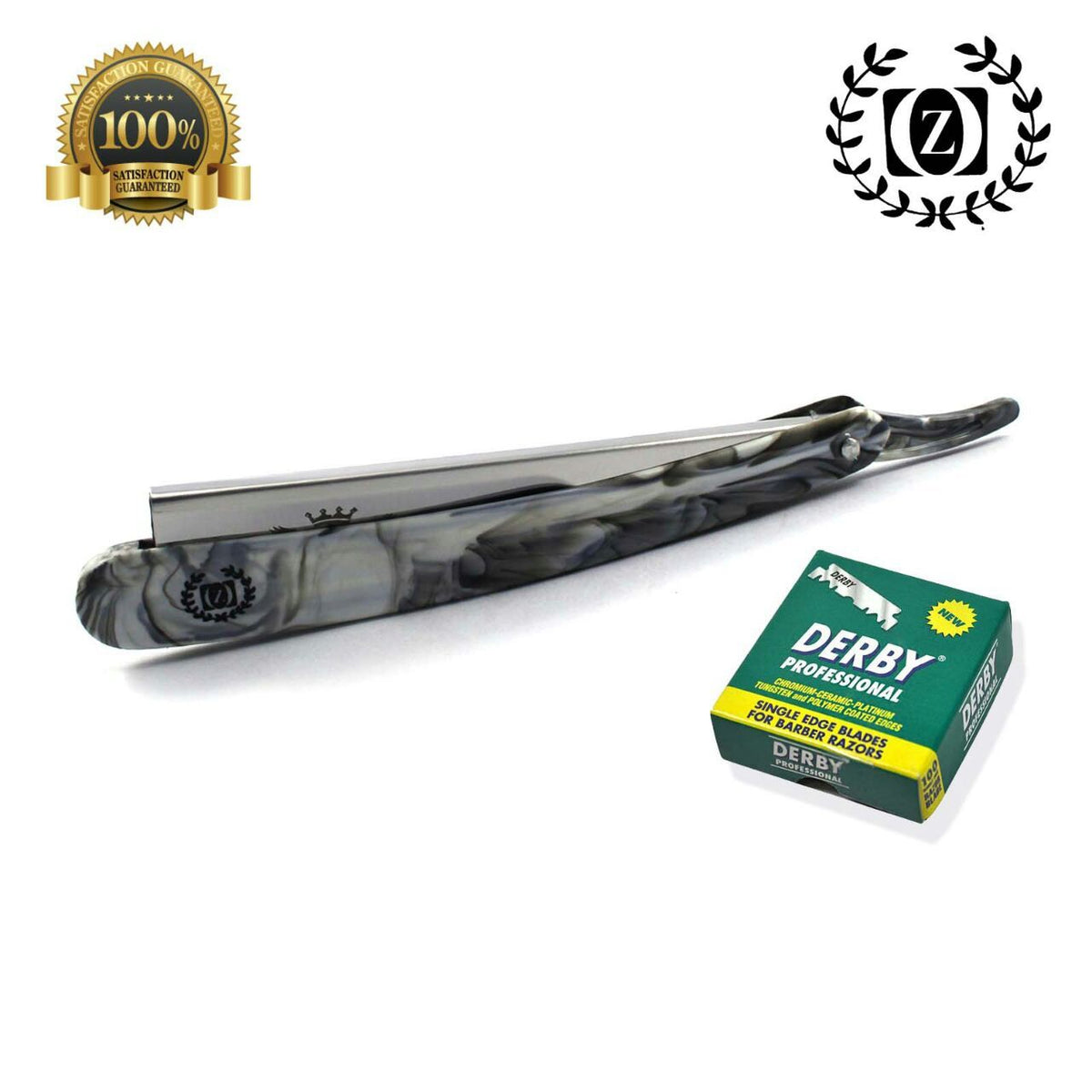Professional Shavette Straight Razor Kit with 100 Derby Blades for Barber & Salon Use