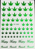 Cannabis Leaf Nail Stickers Self-Adhesive 95mm x 65mm - Marijuana Pot Weed