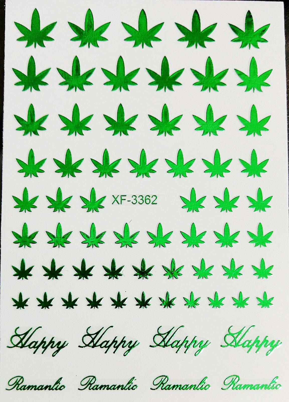 Cannabis Leaf Nail Stickers Self-Adhesive 95mm x 65mm - Marijuana Pot Weed