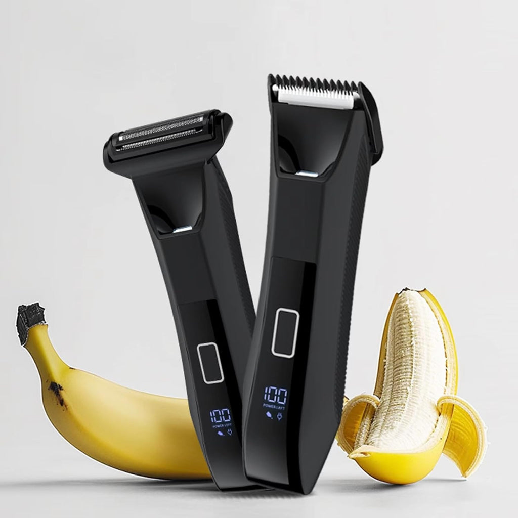 Men's 2-in-1 Body & Groin Hair Trimmer Waterproof Rechargeable Grooming Kit