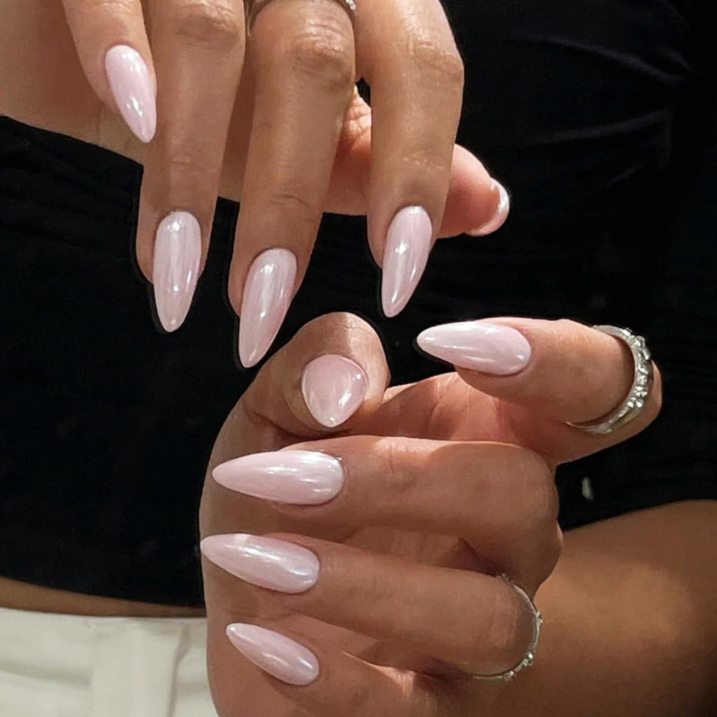 White Chrome Nail Powder Set - 2 Pcs Pearl Chrome for Glazed Donut & Mermaid Nails