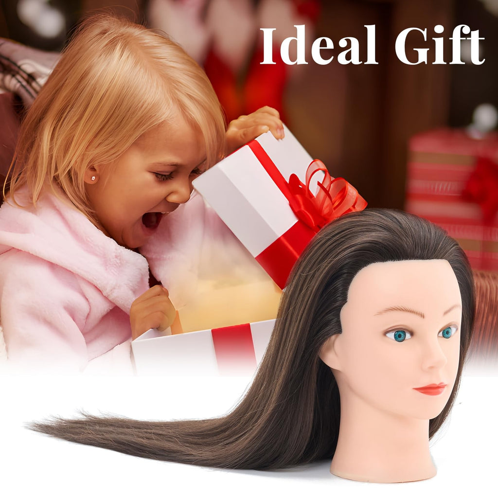 28 Inch Real Hair Mannequin Head for Hair Styling Cosmetology Practice