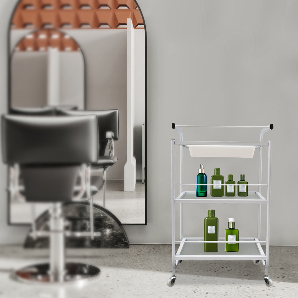 Rolling Trolley Cart with Wheels and Drawer for Salon & Spa Storage